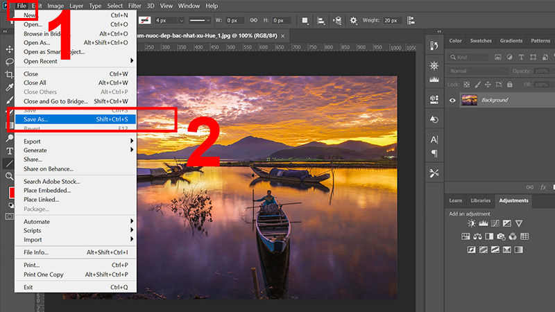 Vào lại mục File và chọn Lưu lại với định dạng mong muốn